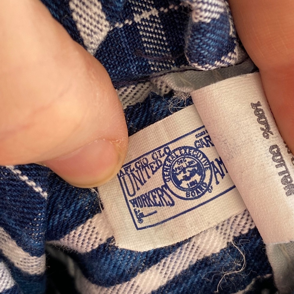 Vintage Osh Kosh Bgosh Vestbak Baby Overalls Size 3-6 Months Blue Plaid Footie - Picture 10 of 11